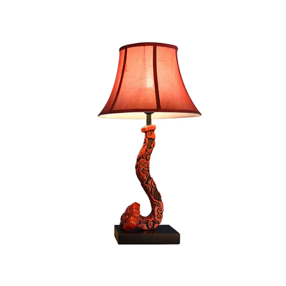 Chinese style retro design Aged resin fabric table lamp for Living room bedroom study Tea house desk lamps country led luminaire | Освещение