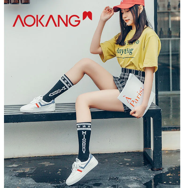 AOKANG Huanqiu/женские кроссовки Вулканизированная обувь Повседневная парусиновая из