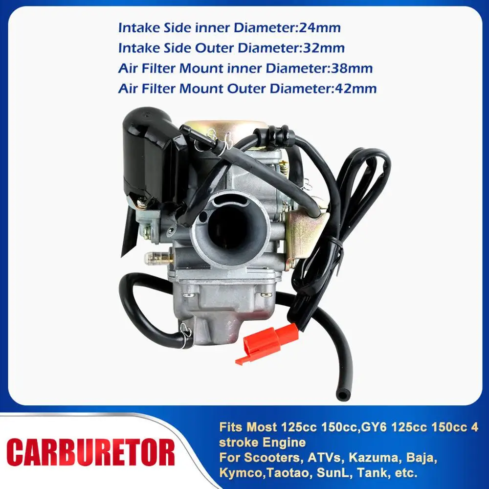 

Карбюратор для мотоцикла, Карбюратор Carb для Honda 125 куб. См 150 куб. См, скутер Roketa SUNL GY6, 4-тактный 24 мм, мотороллеры, мотовездеходы