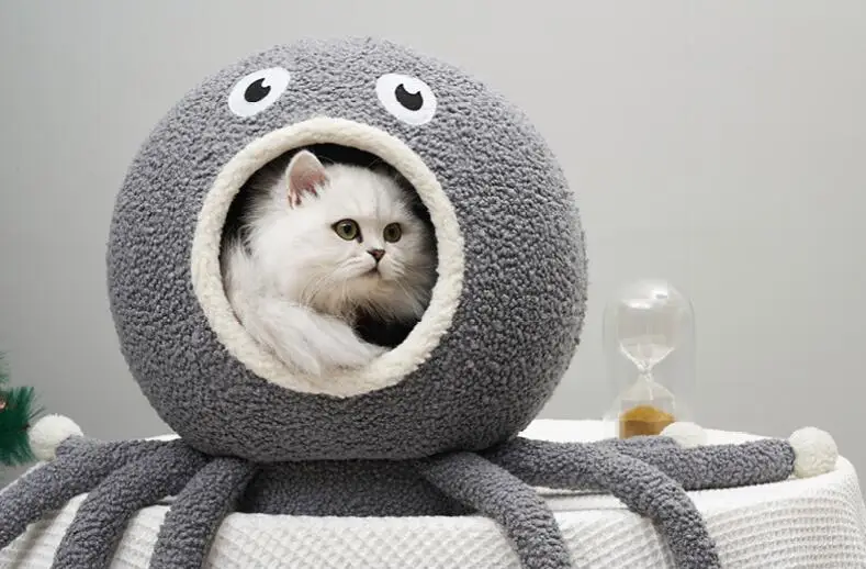 В форме осьминога, милый питомец, кошка, котенок, кровать, домик для щенка, мини, собачий коврик, спальный мешок, туннель, пещера, портативный питомник
