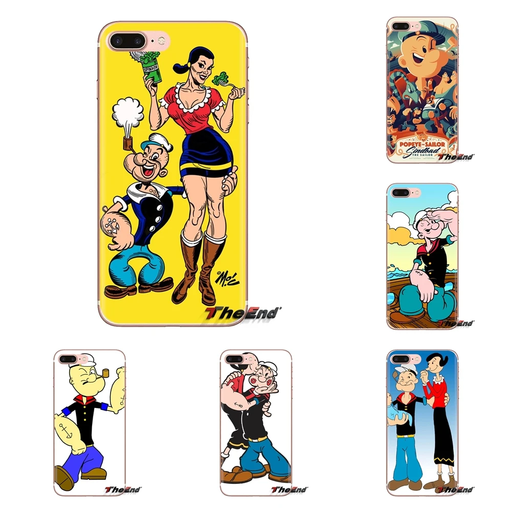 Попай Моряк для Samsung Galaxy S3 S4 S5 Mini S6 S7 Edge S8 S9 S10 Plus Note 3 4 5 8 9 мягкие прозрачные чехлы.