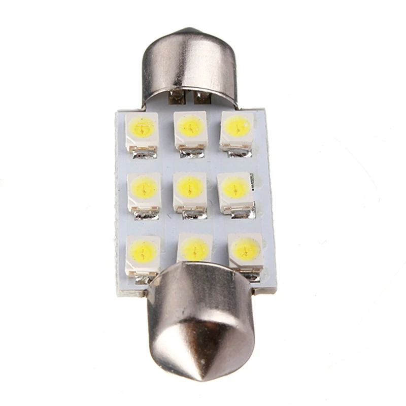 4 шт 35 мм 3528 9SMD Xenon Белый Салон для автомобиля свет/номерной знак гирлянда 6000 7000 K DC
