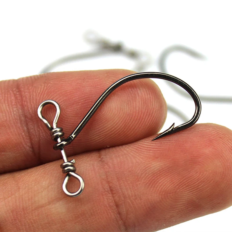 

10pcs Drop Shot Hook Down Shot Rig Hook Wide Gap Worm Hook With Swivel Fishing Hook For Soft Worm Bass Fishing Tackle