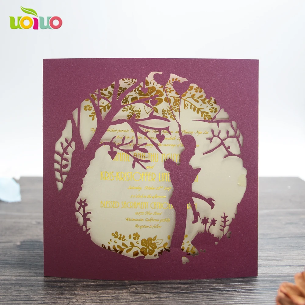 Cheap price china wedding invitation card laser cut bride groon engagement with printing rsvp | Дом и сад
