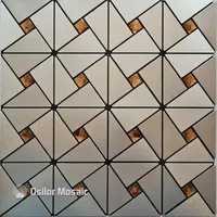silver metal with tea color crystal mosaic aluminum plastic plate mosaic tiles for kitchen backsplash decoration tiles