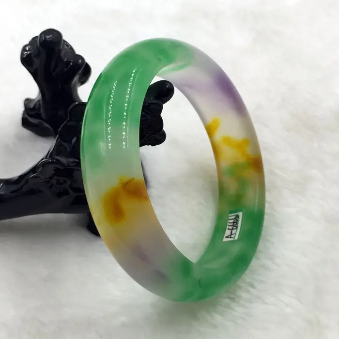 wyan A-6666 Vintage China Beautiful Lavender Green Jade Gems Bangle Bracelet 57mm | Украшения и аксессуары