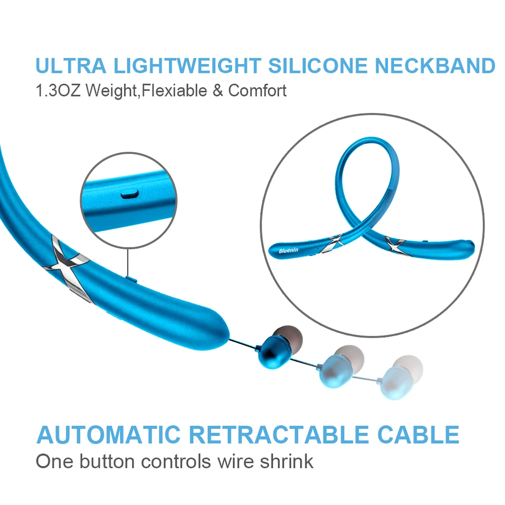 Bluenin Bluetooth V4.1 Беспроводные стереонаушники спортивные bluetooth наушники для iphone 7
