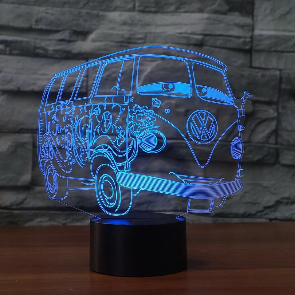 Ночник с 3d визуальной иллюзией для кемпинга автобуса Прозрачный Акриловый