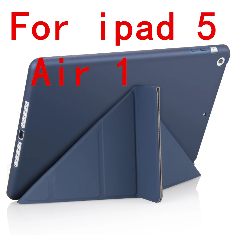Для Ipad Air 2/iPad Air 1 смарт-чехол для Ipad 5 фигур Стенд Ультра тонкий из искусственной кожи(полиуретан) и мягкого силикона для iPad 5/6 Авто Режим сна/Пробуждение - Цвет: dark blue Air