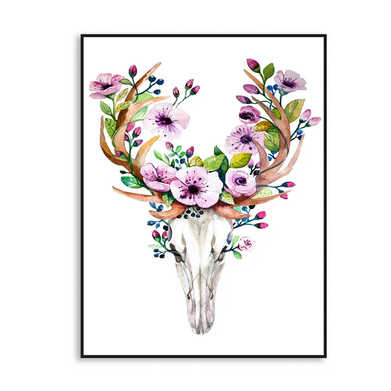 Новый Ретро-постер с изображением головы оленя черепа пера Ловец снов A4