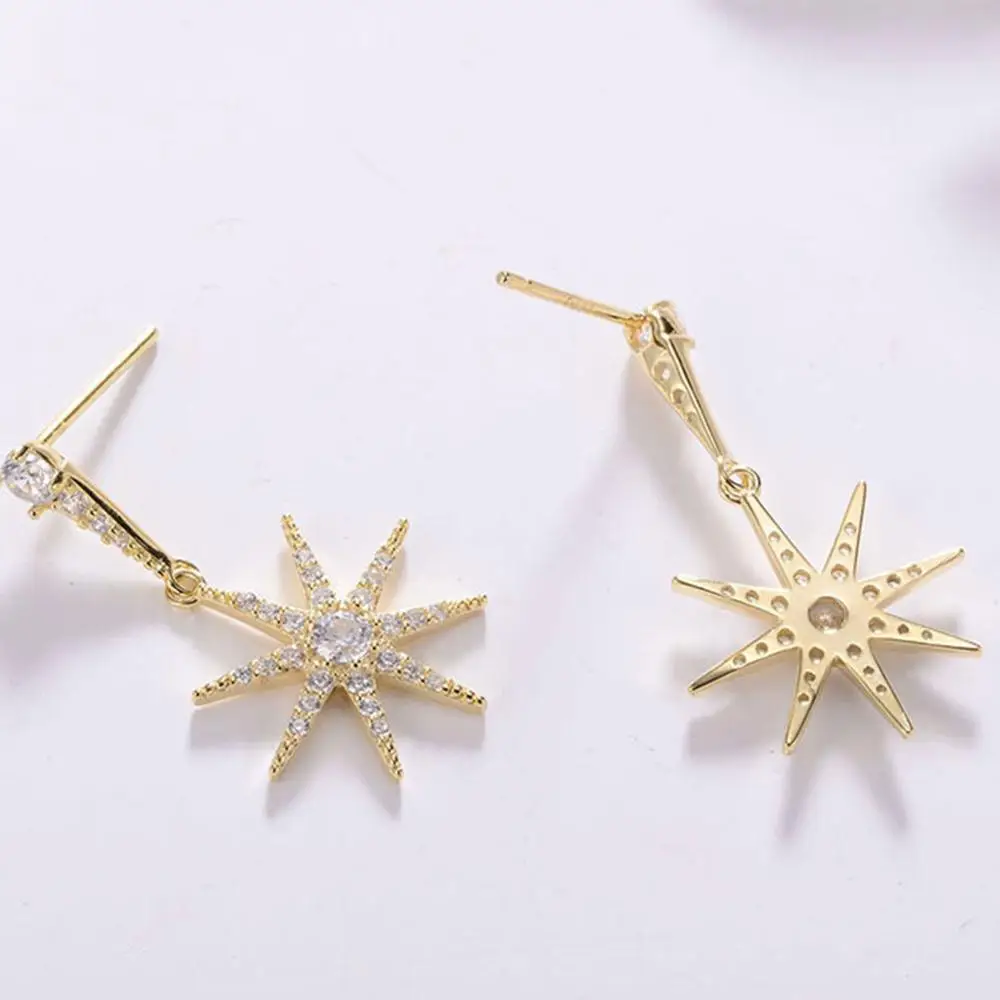 LicLiz New 925 Sterling Silver Sunlight Classic Gold Drop Earrings for Women Zircon Diamond Sun Dangle Jewelry LE0587 | Украшения и