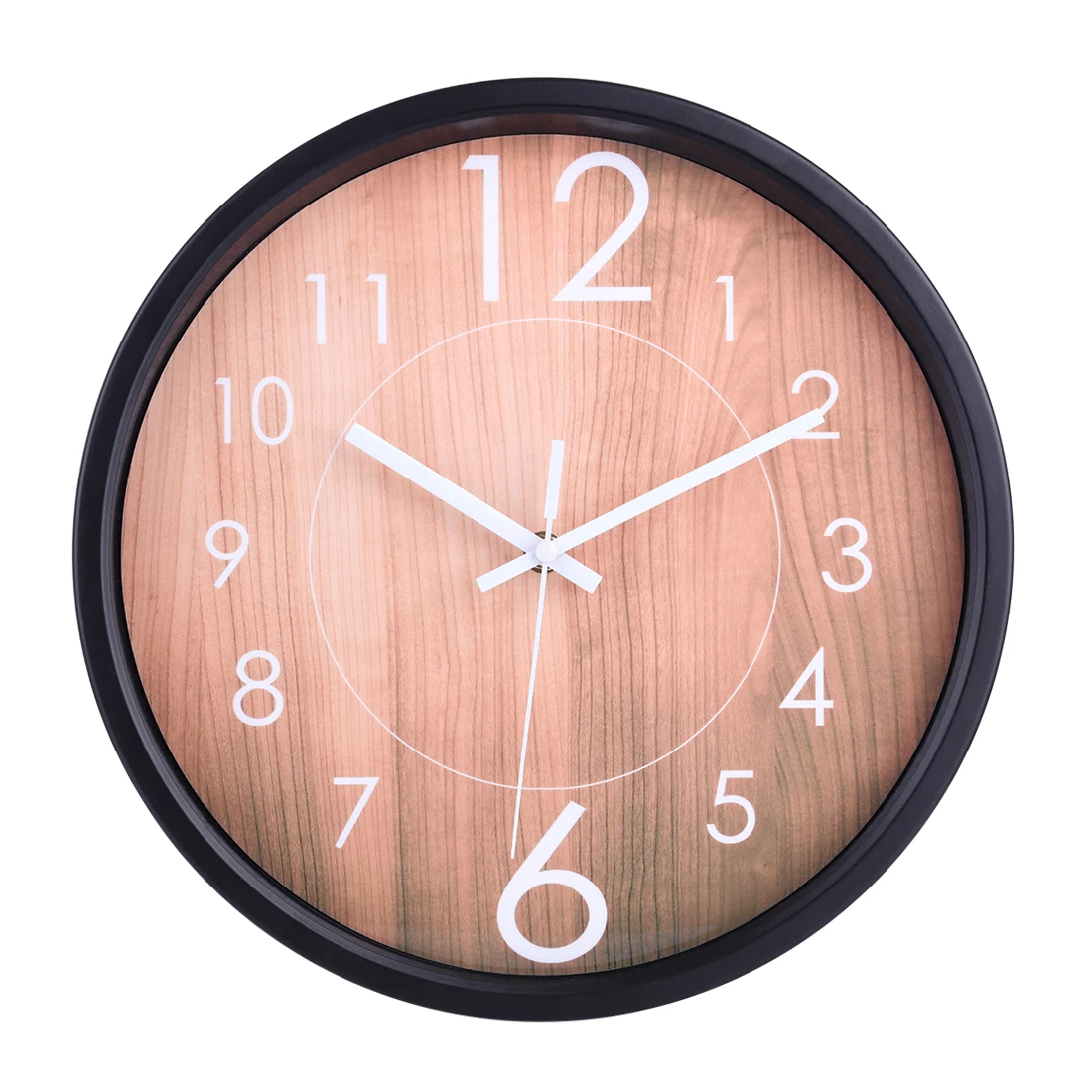 Factory Price 30cm Imitation Wood Grain Silent Wall Clock With Black Frame For Home Decor Modern Design Hanging Clocks | Дом и сад
