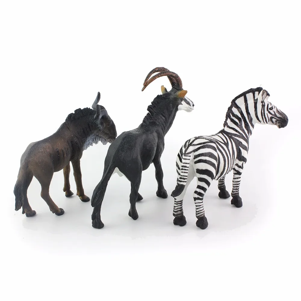 Wiben 3 шт./лот моделирование животных Зебра Wildebeest Antelope модель экшн и игрушка