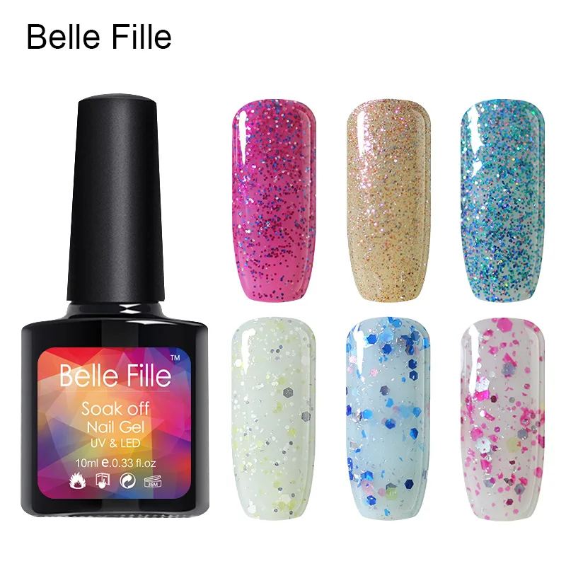 Belle Fille 10 мл УФ гель лак Блестящий цветной для ногтей светодиодный светильник