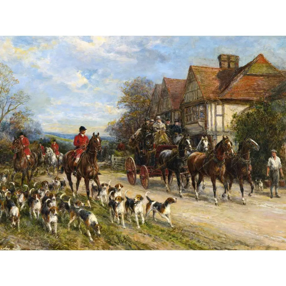 

Hand painted oil painting Heywood Hardy hunting dogs oil horse riding scenes Landscapes Paintings canvas for Home decor