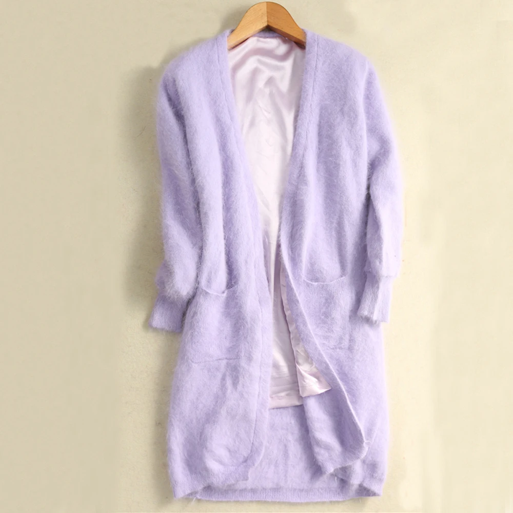 Cardigan Women 2021 Real Mink Cashmere Sweater Warm Lining Autumn Winter Coat Loose Oversized Oversize Tops tbsr639 |
