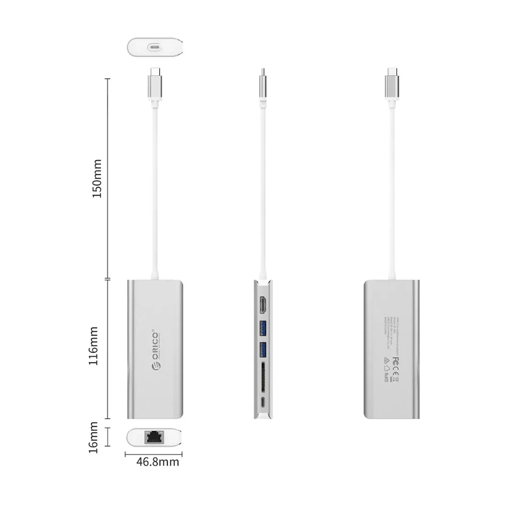 ORICO USB C концентратор Type к USB3.0 HDMI VGA SD адаптер с зарядными портами для Samsung S9 Note 8 Huawei