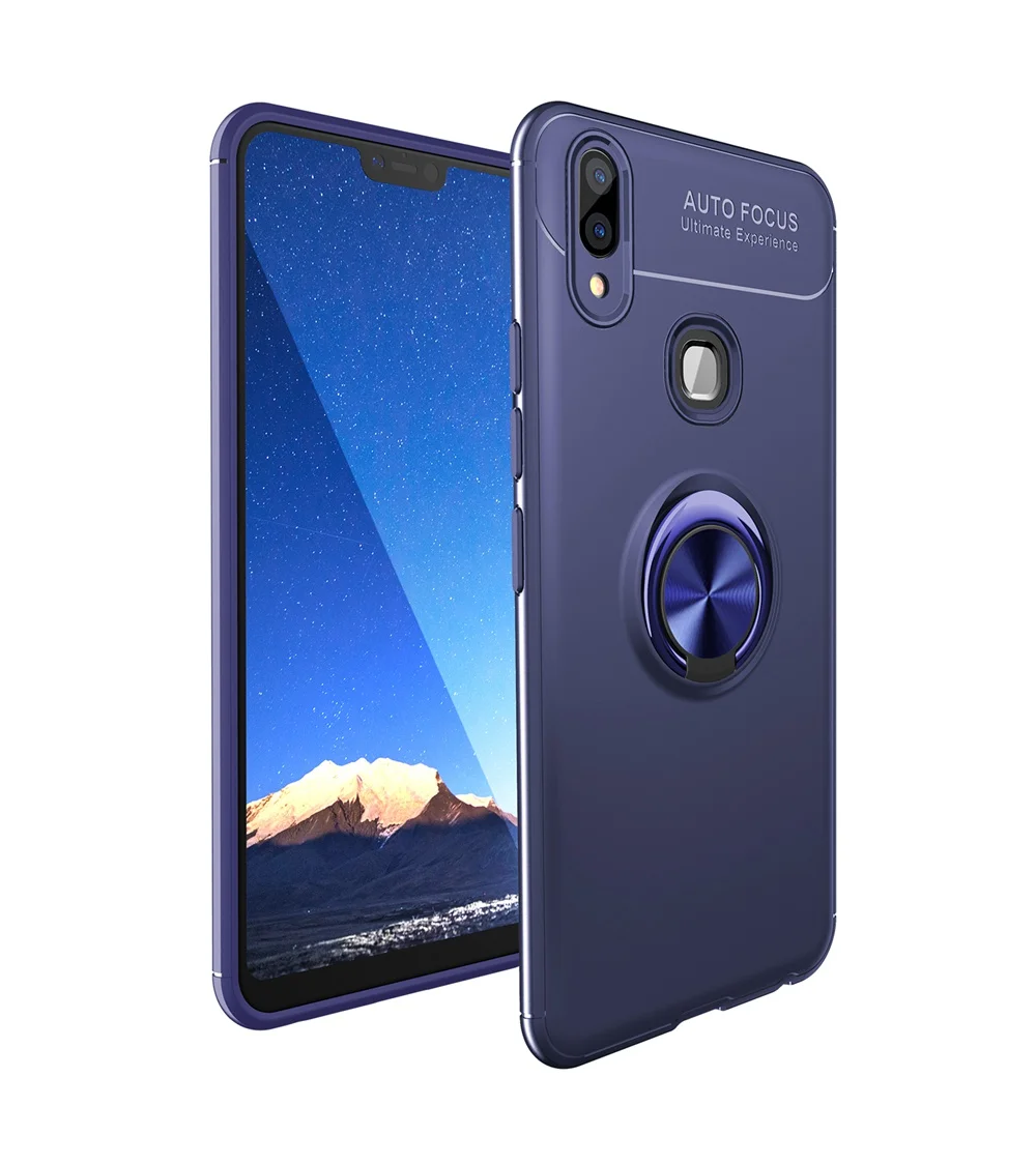 All Blue Роскошный чехол для vivo V9 Y85 мягкий чехол из ТПУ с магнитным кольцом для автомобиля vivo V 9 Y 85 силиконовый защитный чехол - Цвет: All Blue