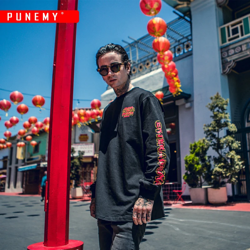 Китайские мужские футболки с принтом дракона топы длинными рукавами свитшоты