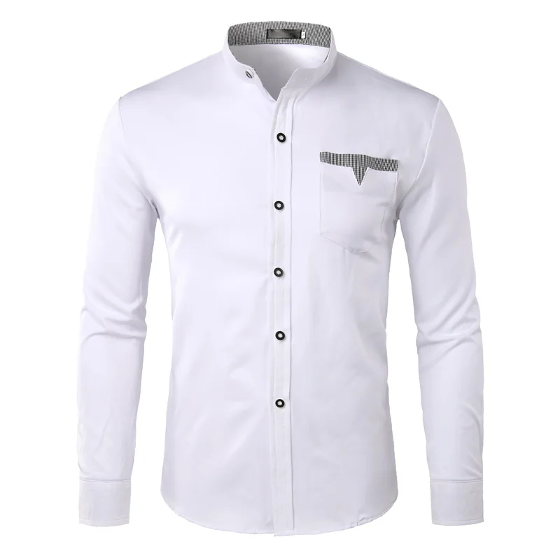 Мужская хипстерская рубашка с воротником приталенная длинным рукавом Camisas Para Hombre