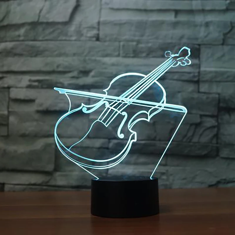 3D ночники для скрипки светодиодный музыкальные инструменты ночная лампа с
