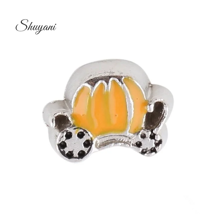 F573 новый модный эмалевый автомобиль тыквы амулеты подходят плавающей памяти