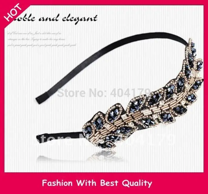 

Top sale New Arrival Freeshipping Fashion Beads With Leaves Hairband Leaves Design with Gem Headband 12pc/lot