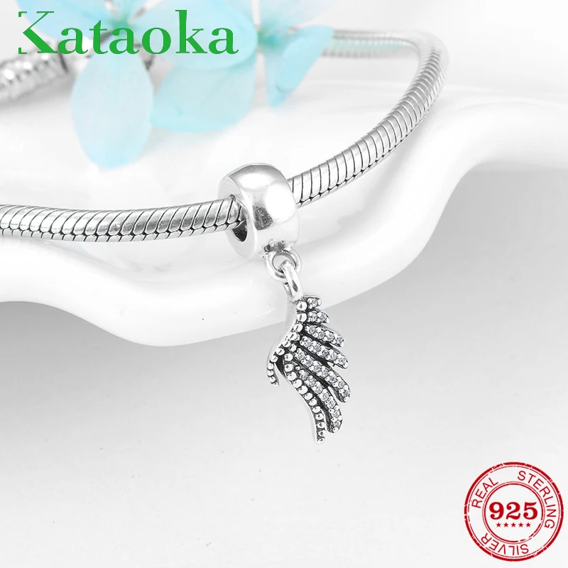 High quality charms 925 Sterling Silver wings angel fashion Pendants Fit Original Pandora Charm Bracelet Jewelry making | Украшения и