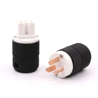 2pc hi end brass au mains power plug male brass connector cable cord 3 pin hifi amp cd player