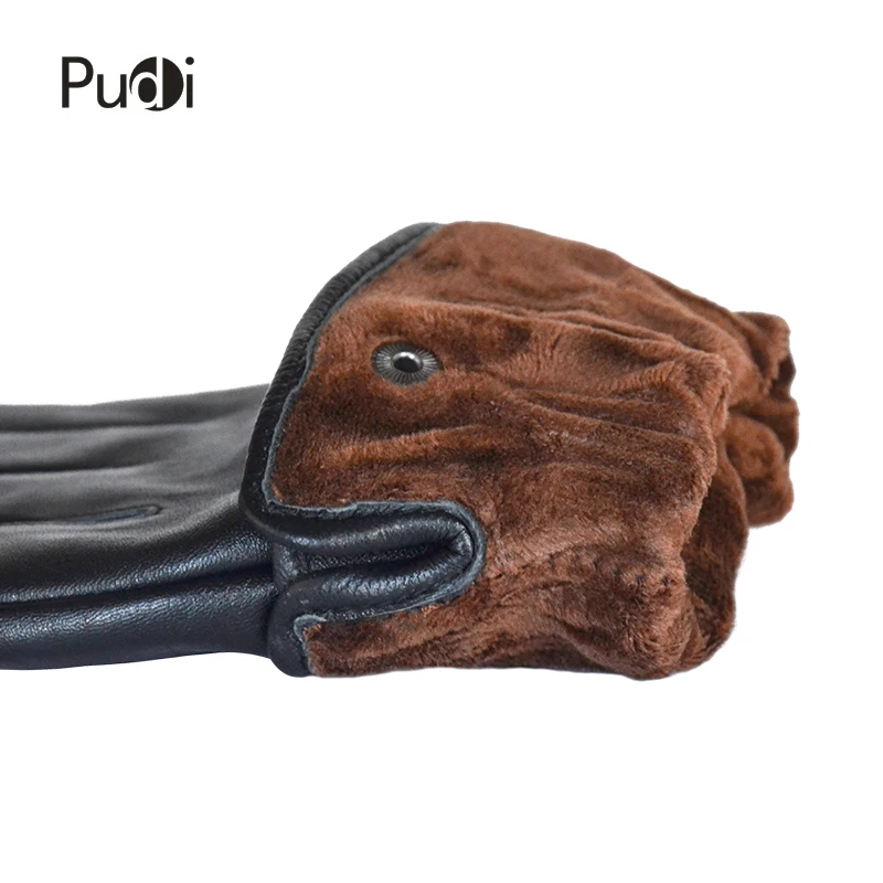 Pudi GL861 Man Genuine Leather Real Fur Glove 2018 Winter New High Quality One Mans' Gloves Black Color | Аксессуары для