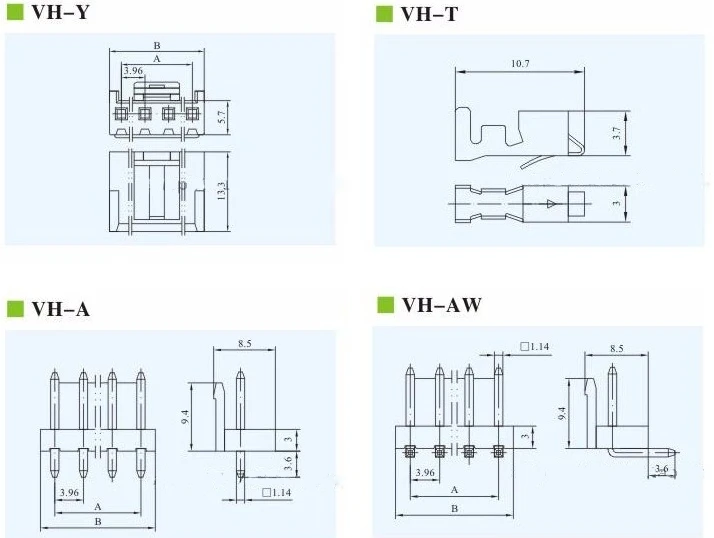 2 комплекта прямо контактный разъем терминала vh3.96-2 p/3 p/4 p/5 p/ 6 p-12 p шаг 3,96 мм разъем