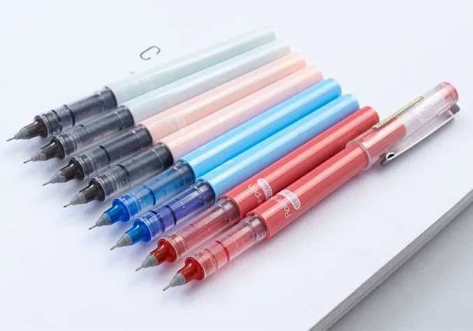 Free ink roller pen 0.5mm needle or bullet tip dye base 12pcs dozen box refillable writing | Канцтовары для офиса и дома