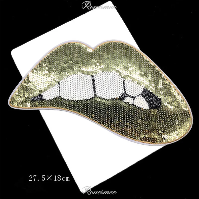 1 шт. декоративная клейкая нашивка с блестками и губами вышивка тканевые наклейки