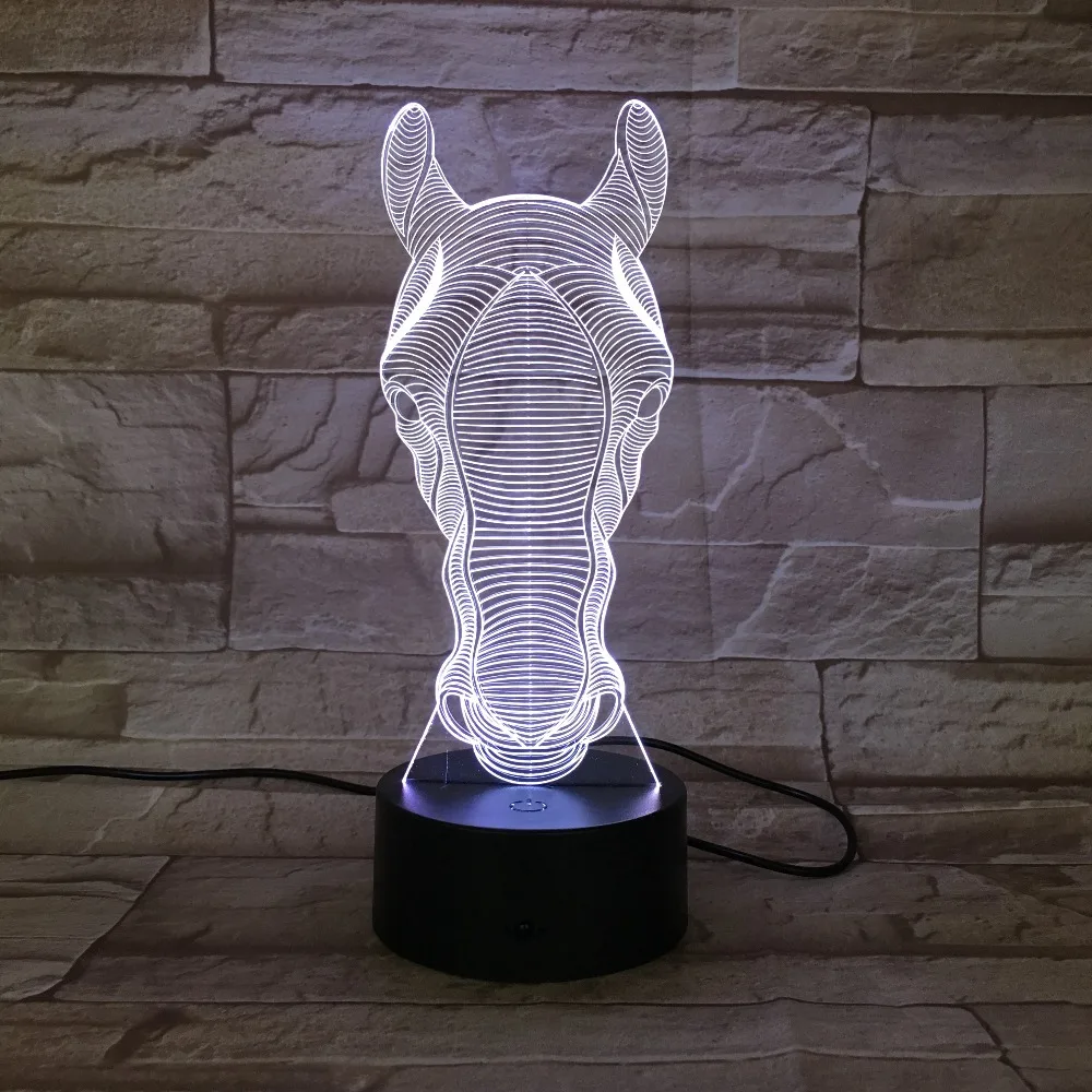 

Zebra Head LED Light Holiday Atmosphere Decorative Toy Lighting Gadget LED Night Light 3D Illusion Lamp Light Horse Face