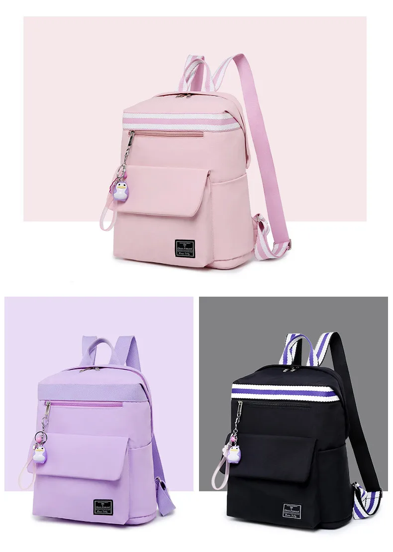 Fashion Waterproof Women Backpack Striped Letter Lady Daypacks School Student for Girls Bookbag Laptop Bag