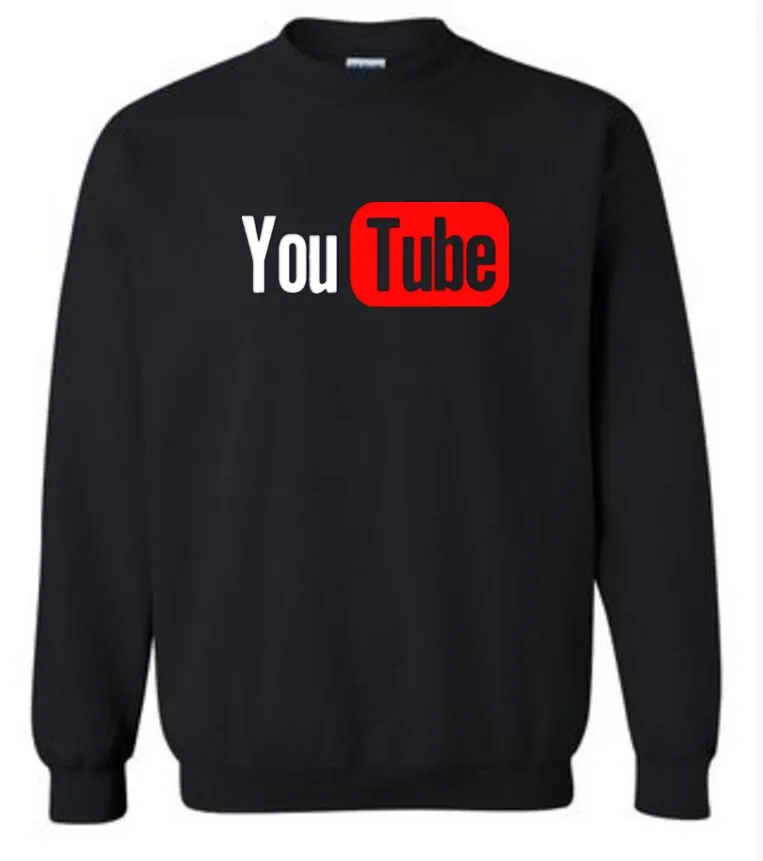 Новый Логотип Youtube печати бренд топы хлопок с длинным рукавом кофты повседневные