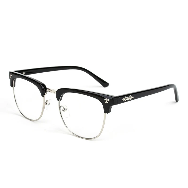 C1 bright black Очки в ретро-стиле Frame Для женщин Для мужчин плотная поддельные прозрачные компьютер для чтения очки простые классические Винтаж оправы для очков - Цвет оправы: C1 bright black