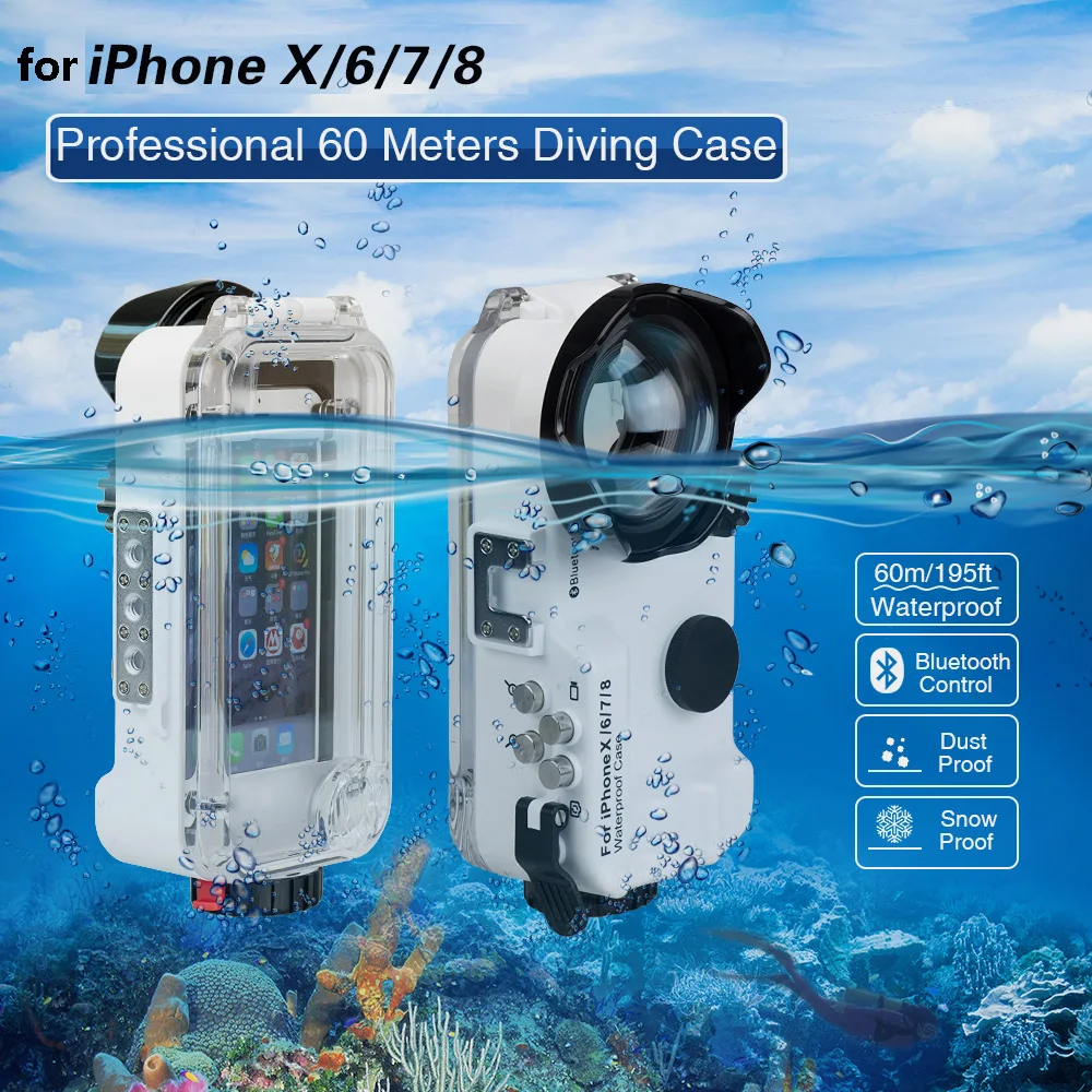 Водонепроницаемый чехол для телефона дайвинга 60 м/4 7 футов 7/8 дюйма с Bluetooth iPhone X/6/