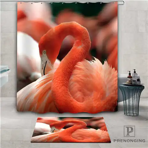Custom flamingos (1) Waterproof Shower Curtain Doormat Home Bath Bathroom Polyester Fabric Multi Sizes#2019-01-12-281 | Дом и сад