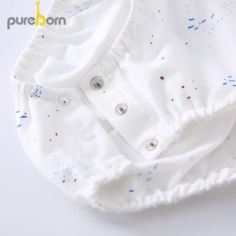 Pureborn/боди для новорожденных девочек Хлопковая дышащая одежда без рукавов с