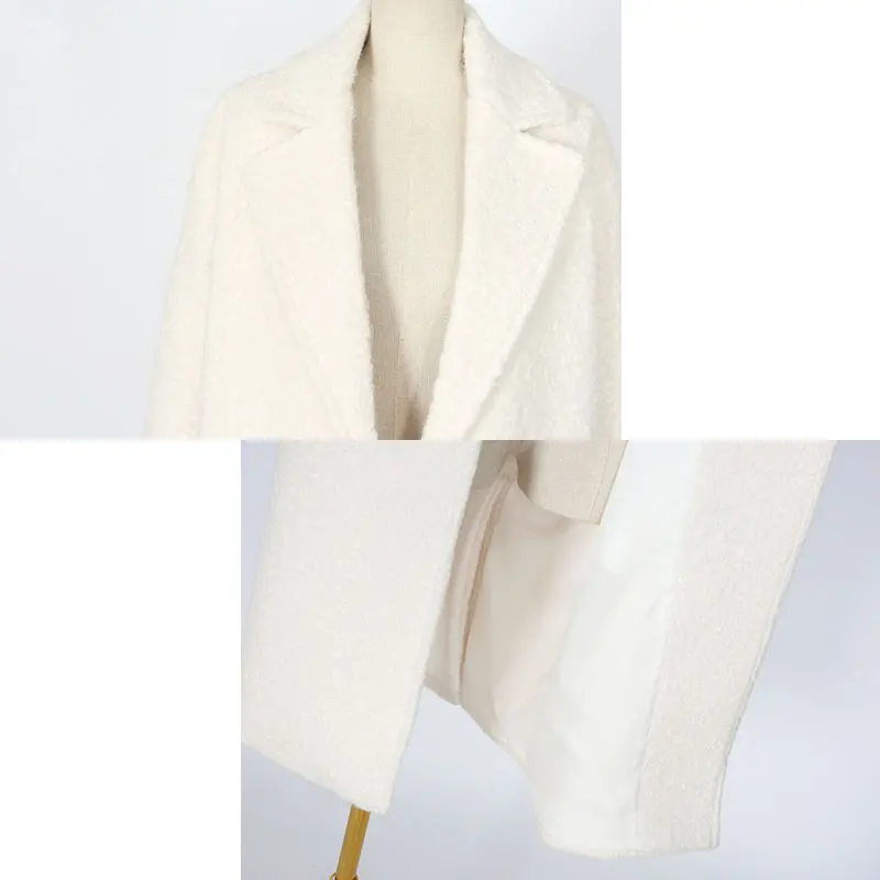 

Abrigos Mujer New 2020 Women Spring Winter Simple White Long Coat Female Parka Notched Thick Elegant Holiday Overcoat Casacos