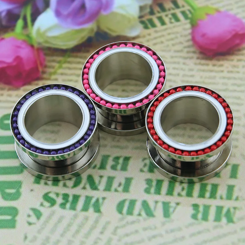 Stainless Steel Ear Tunnel Screw Fit Flesh Plug Expander with Small Ball Gauges Stretcher Piercing Jewelry | Украшения и