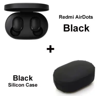 Black and black case Оригинальные наушники Xiaomi Redmi AirDots, настоящие беспроводные наушники TWS 5,0, bluetooth, DSP, активное шумоподавление, Прямая поставка - Цвет: Black and black case