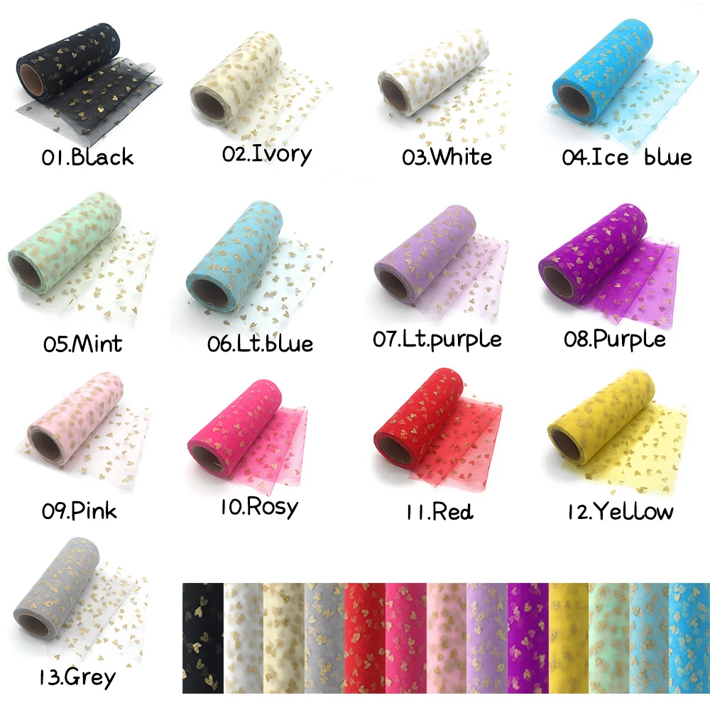 Tulle Fabric Spool/Roll Sparkling Heart handmade tutu Skirt Party Wedding Decoration(6 inch*10yard) | Дом и сад
