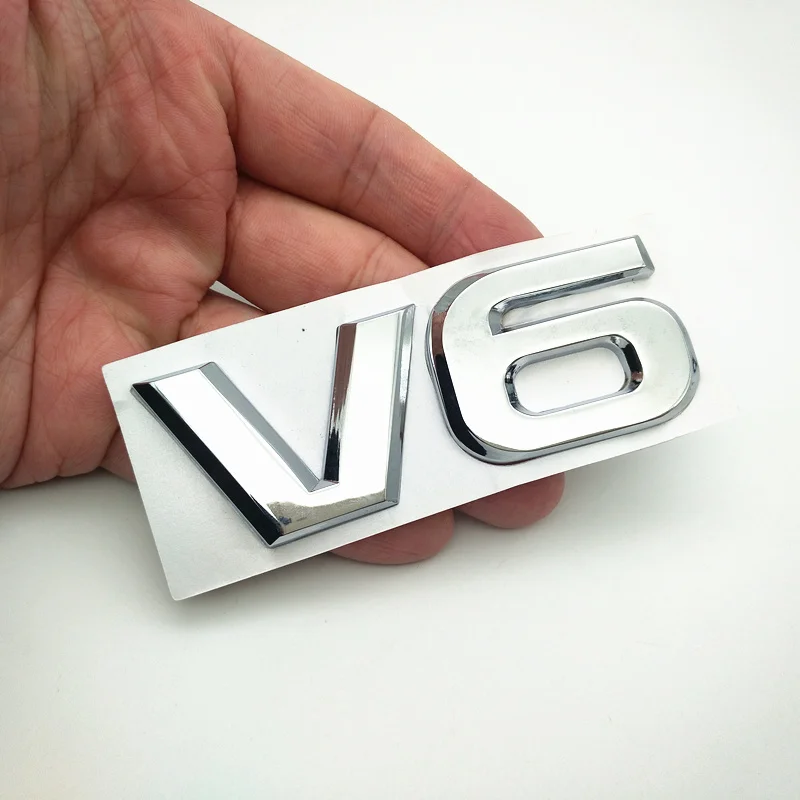 Металлическая 3d наклейка V6 V8 хром металлическая для автомобиля значок украшение