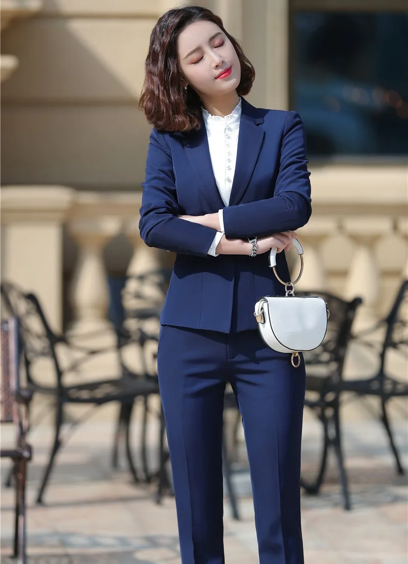

Formal Business Suits With Pants and Jackets Coat For Women Professional Ladies Office Work Wear Pants Suits Female Blazers