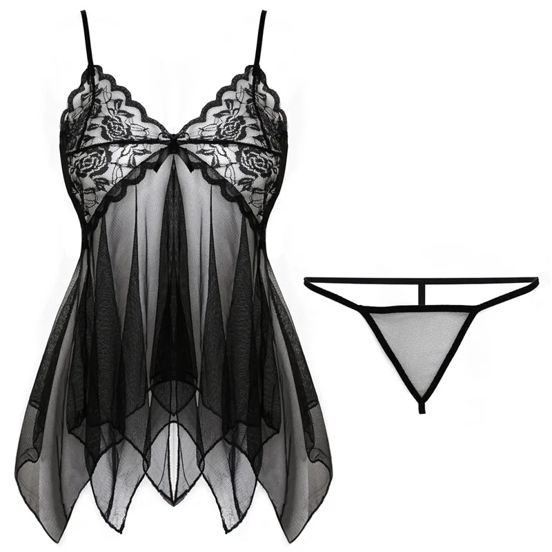 EW Sexy Lingerie Hot Erotic Lace Sleepwear Dress Temptation Transparent Nightwear Costumes | Тематическая одежда и