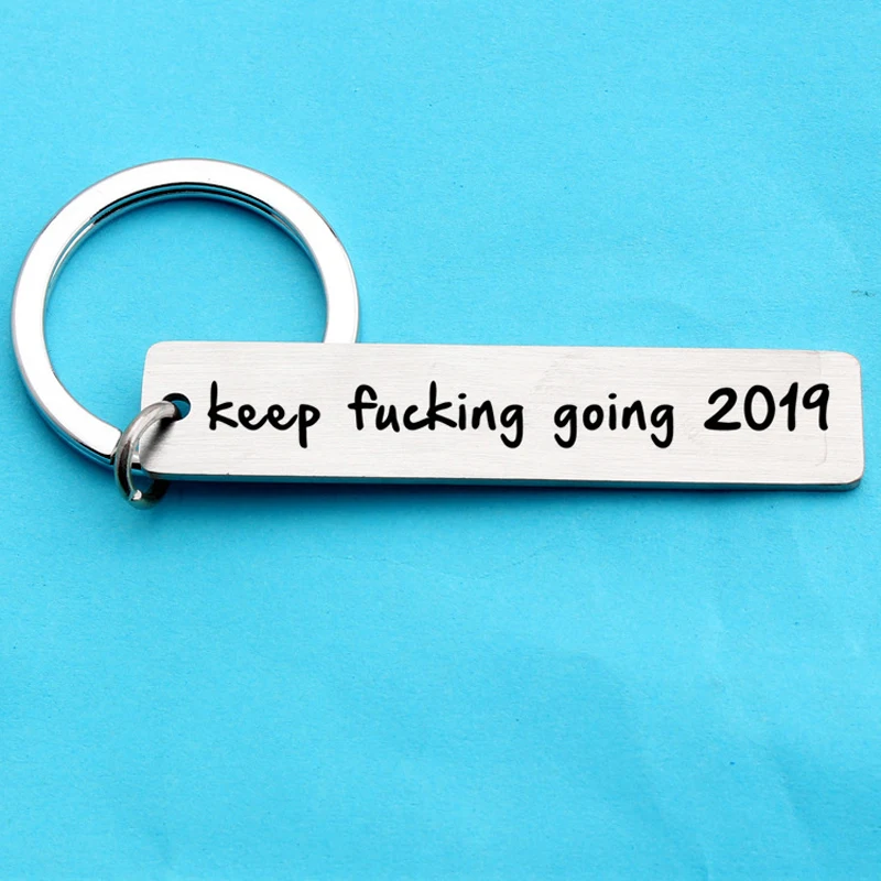 Вдохновляющий брелок для ключей из нержавеющей стали Keep Going 2019 женщин мужчин