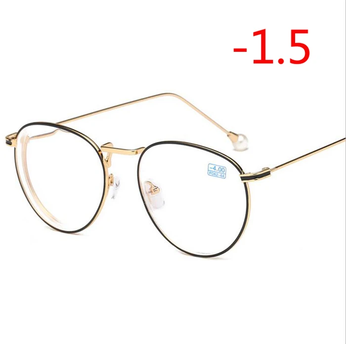 Myopia 150 1,0-1,5-2,0-2,5-3,0-3,5 до-6,0 очки по рецепту для женщин модные круглые оправы готовые близорукость очки дамы - Цвет оправы: Myopia 150