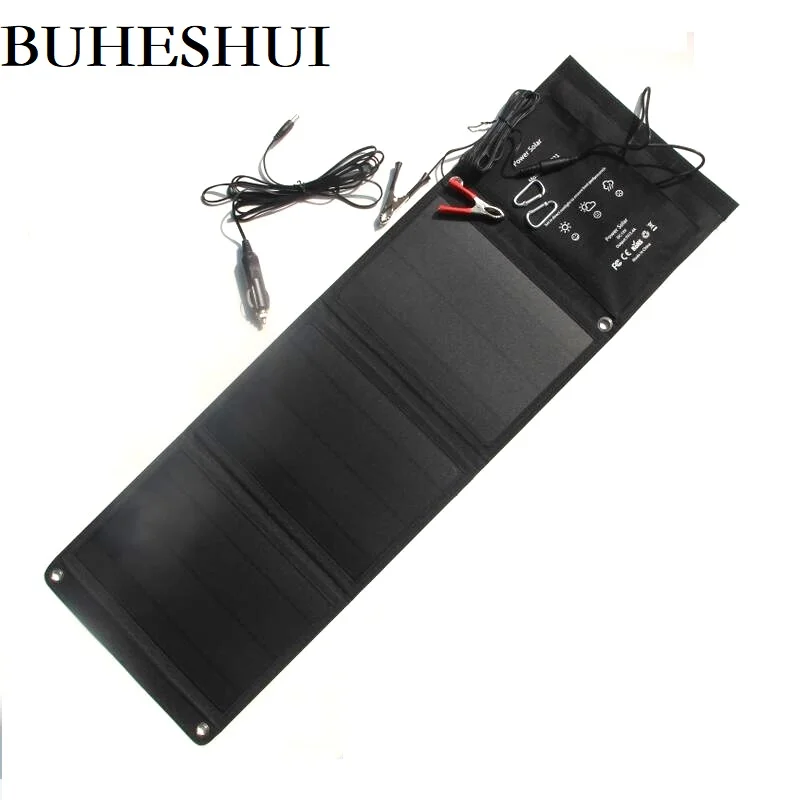 

BUHESHUI 5V/18V 21W Solar Panel Charger Dual USB+DC Output Foldable Portable Solar Charger Bag For iphone Power Bank 12V Battery